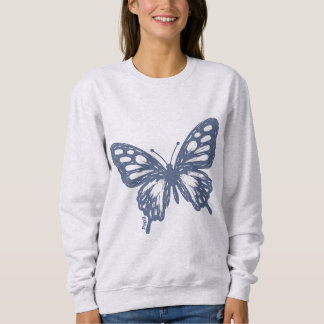 Blue Butterfly Minimal Nature Art by Papil Sweatshirt