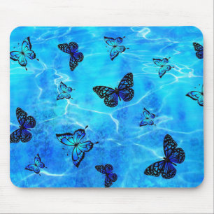 Blue Butterfly Mouse Pad