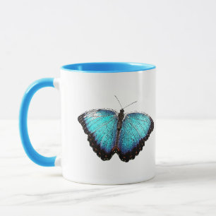Blue Butterfly Nature Art, Fine Photo Illustration Mug
