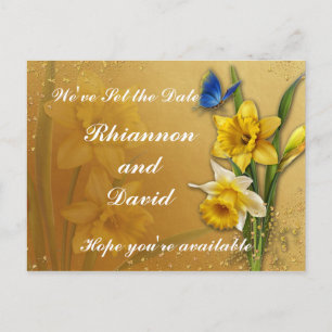 Blue Butterfly on Daffodil  Save the Date Postcard