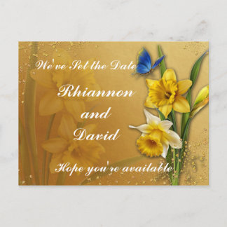 Blue Butterfly on Daffodil  Save the Date Postcard
