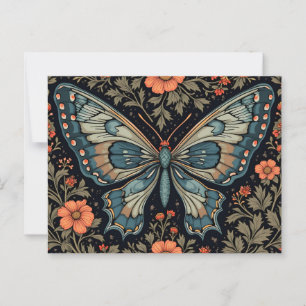 Blue Butterfly Orange Flowers Postcard