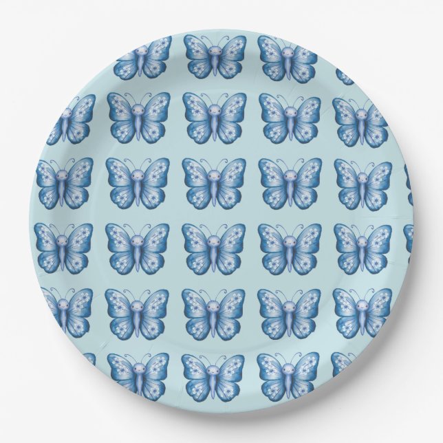 Blue Butterfly Paper Plate (Front)