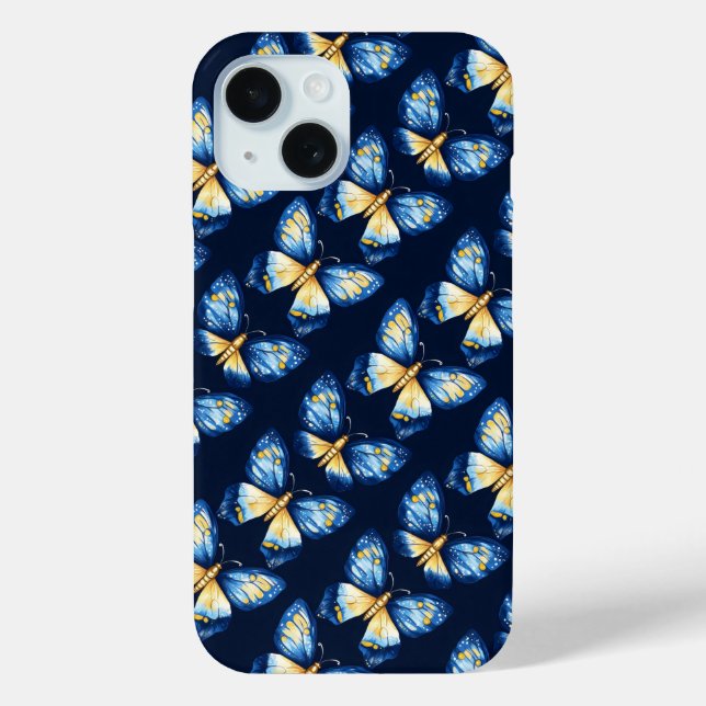 Blue Butterfly Pattern Case-Mate iPhone Case (Back)
