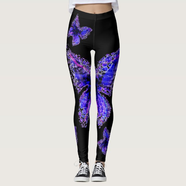 Blue Butterfly pattern elegant design , Leggings (Front)