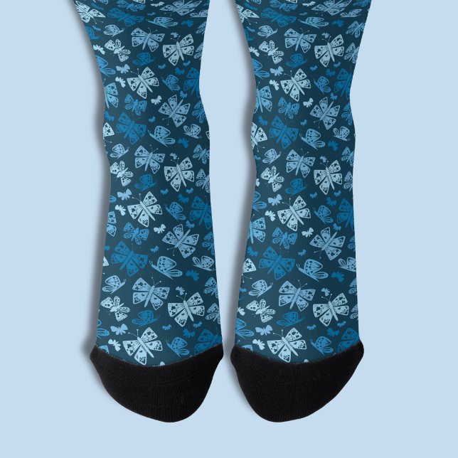 Blue butterfly pattern socks (Blue butterfly pattern socks)