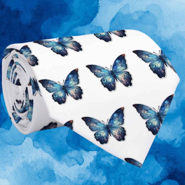 Blue Butterfly Pattern Tie (Creator Uploaded)