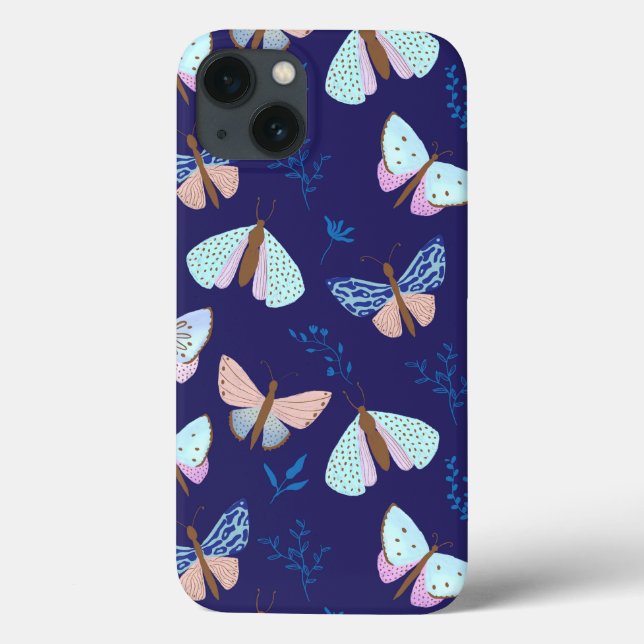 Blue Butterfly Patterned Phone Case (Back)
