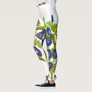 blue butterfly pea flowers leggings