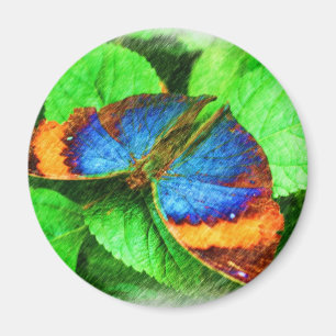 Blue Butterfly Pencil Art Magnet