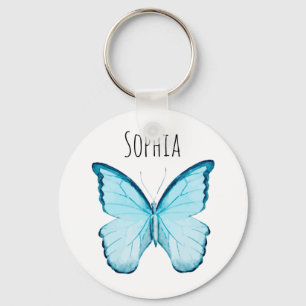 Blue Butterfly Personalised Name Template Keychain