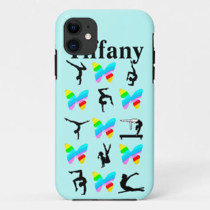 BLUE BUTTERFLY PERSONALIZED GYMNASTICS IPHONE CASE