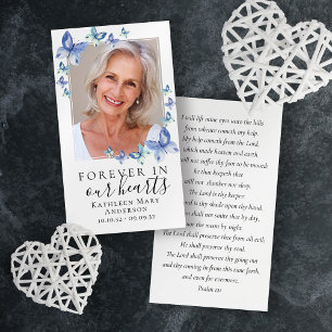 Blue Butterfly Photo Memorial Prayer Card