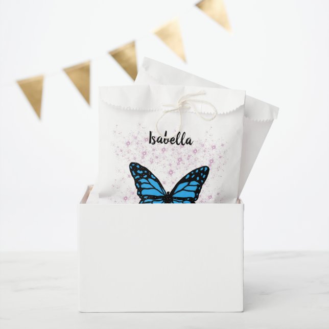 blue butterfly pink glitter  favour bags (Party)