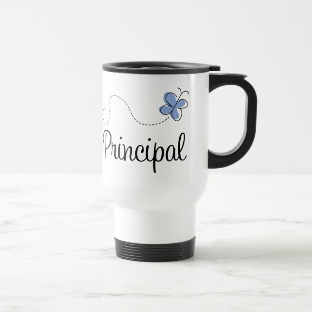 Blue Butterfly Principal Gift Travel Mug (Right)