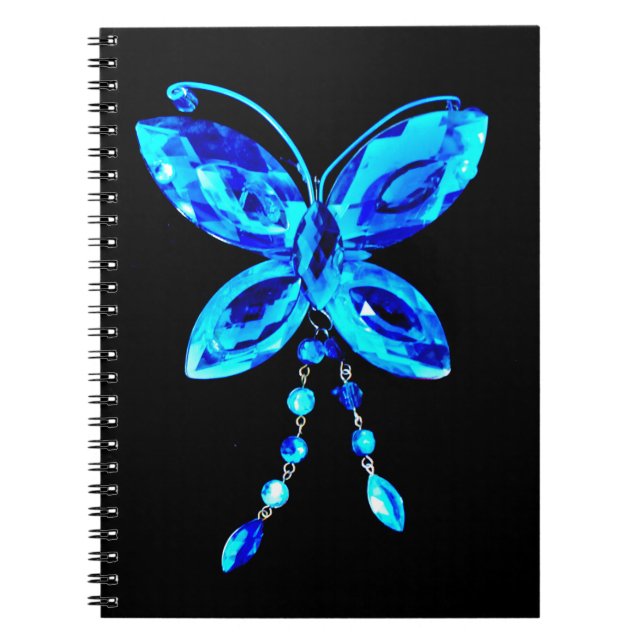 Blue Butterfly Prism Spiral Notebook (Front)