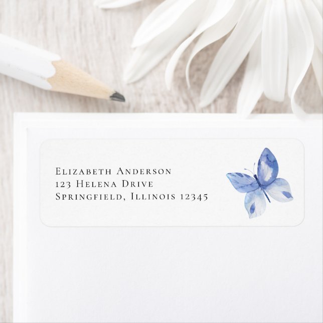 Blue Butterfly Return Address Label (Insitu)