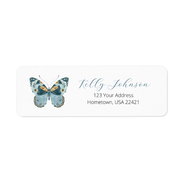 Blue Butterfly Return Address Label (Front)