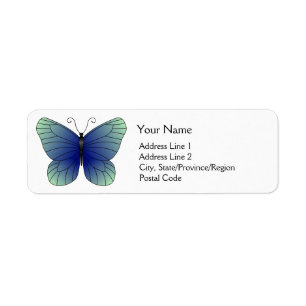 Blue Butterfly Return Address Labels