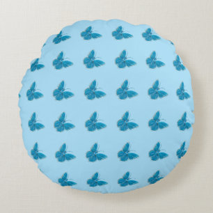 Blue Butterfly Round Cushion