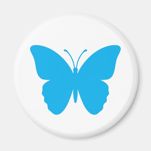 Blue Butterfly Round Magnet (Front)