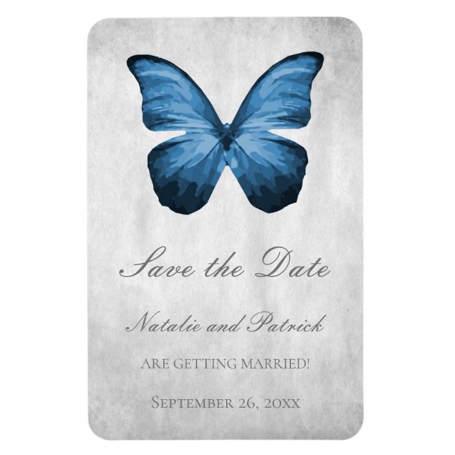 Blue Butterfly Save the Date Magnet (Vertical)