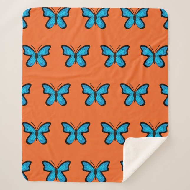Blue Butterfly Sherpa Blanket (Front)