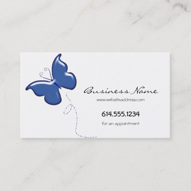 Blue Butterfly Simple Business Cards (Front)