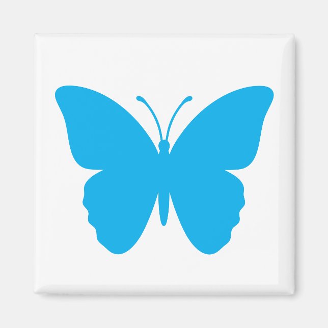 Blue Butterfly Square Shape Magnet (Front)