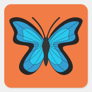 Blue Butterfly Square Sticker