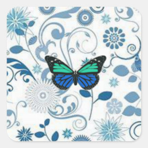 Blue Butterfly Square Sticker