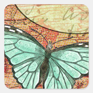 Blue Butterfly Square Sticker