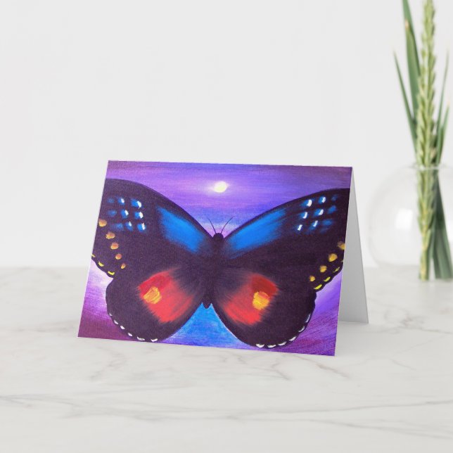 Blue Butterfly Sunset Painting - Multi Card (Front)