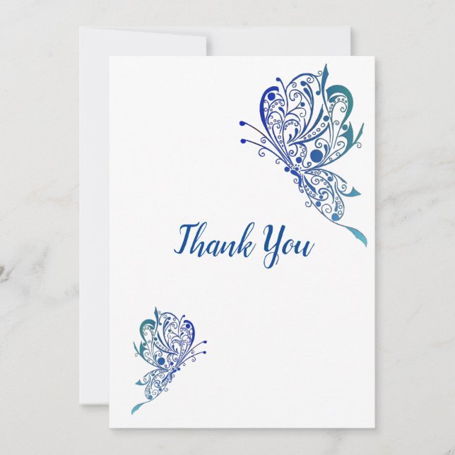 Blue Butterfly Tattoos Thank You Card (Front)