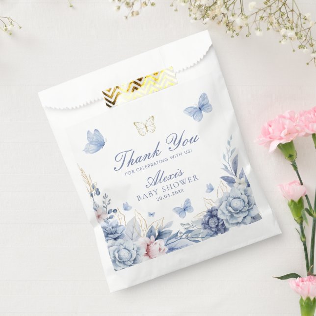 Blue Butterfly Thank You Boy Baby Shower Favour Bags (Sealed)