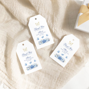 Blue Butterfly Thank You Boy Baby Shower Gift Tags