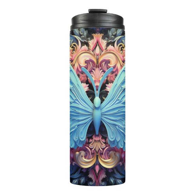 Blue Butterfly  Thermal Tumbler (Front)