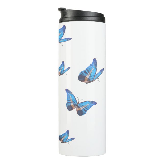 Blue Butterfly Thermal Tumbler (Rotated Right)