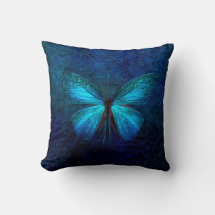 Blue Butterfly Throw Pillow
