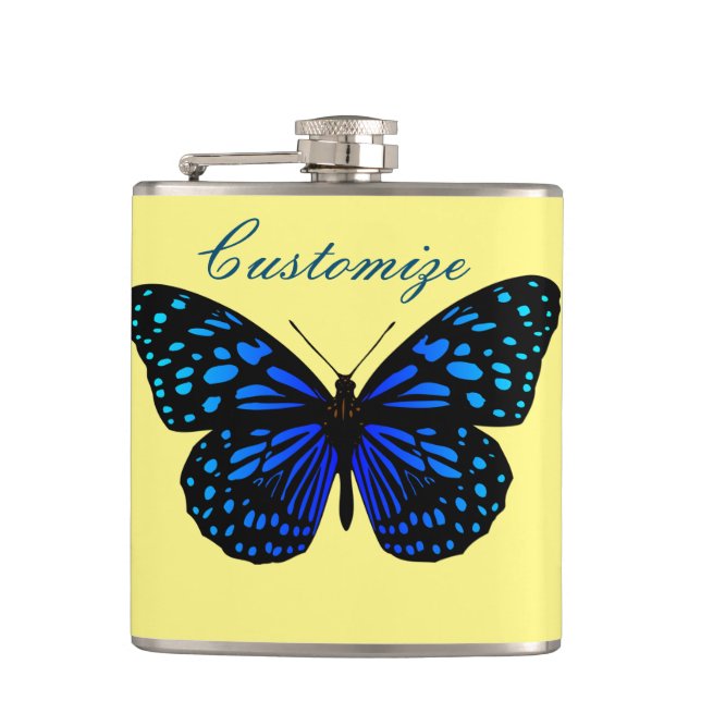 Blue butterfly Thunder_Cove Hip Flask (Front)