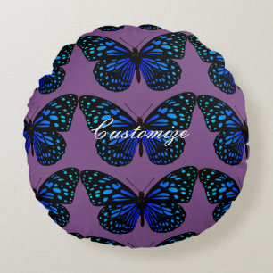 Blue Butterfly Thunder_Cove Round Cushion
