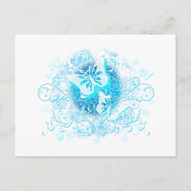Blue Butterfly Tribal Postcard (Front)