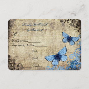 Blue Butterfly Vintage Wedding RSVP