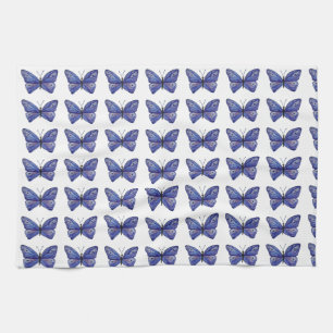 Blue Butterfly Watercolor Tea Towel