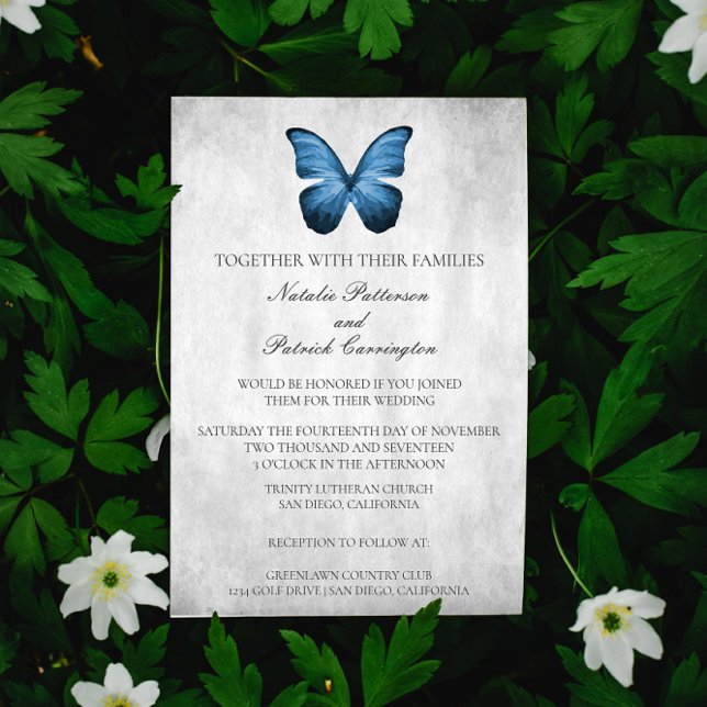 Blue Butterfly Wedding Invitation (Blue Butterfly Wedding Invitation)