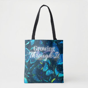 blue butterfly whimsy aesthetic minimalist Quote Tote Bag