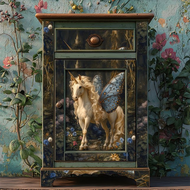 Blue Butterfly Winged Unicorn Decoupage  Tissue Paper (Creator Uploaded)