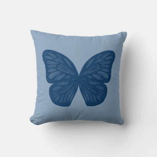 Blue Butterfly Wings Illustration Throw Pillow