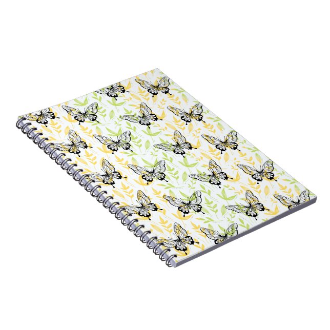 Blue Butterfly with Golden Leaves  Notebook (Right Side)