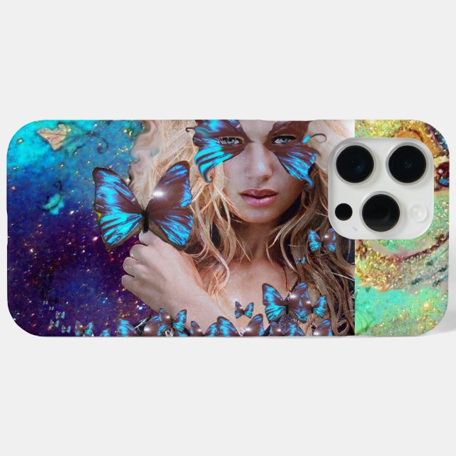 BLUE BUTTERFLY WITH GREEN GOLD SPARKLES Case-Mate iPhone CASE (Back (Horizontal))